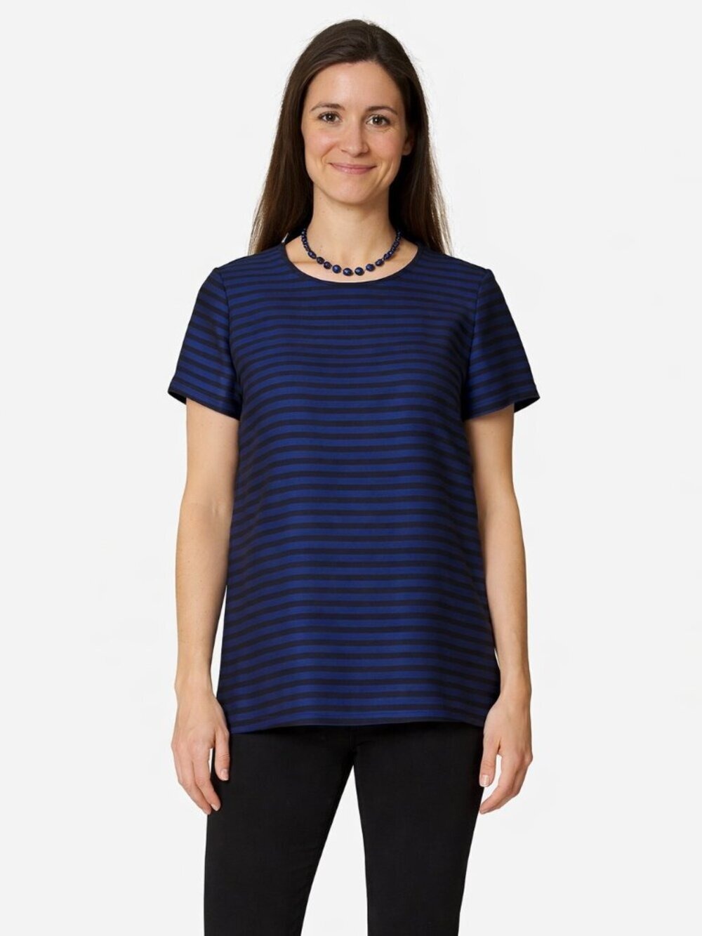 Michael Michael Kors Striped Keyhole Back Top Size Small | Cobalt Blue Black